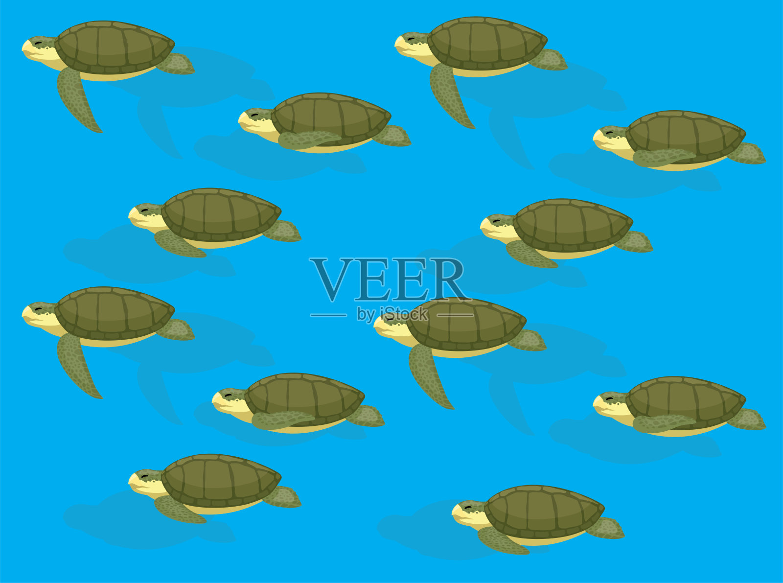 动物动画海龟坎普的Ridley矢量无缝墙纸插画图片素材