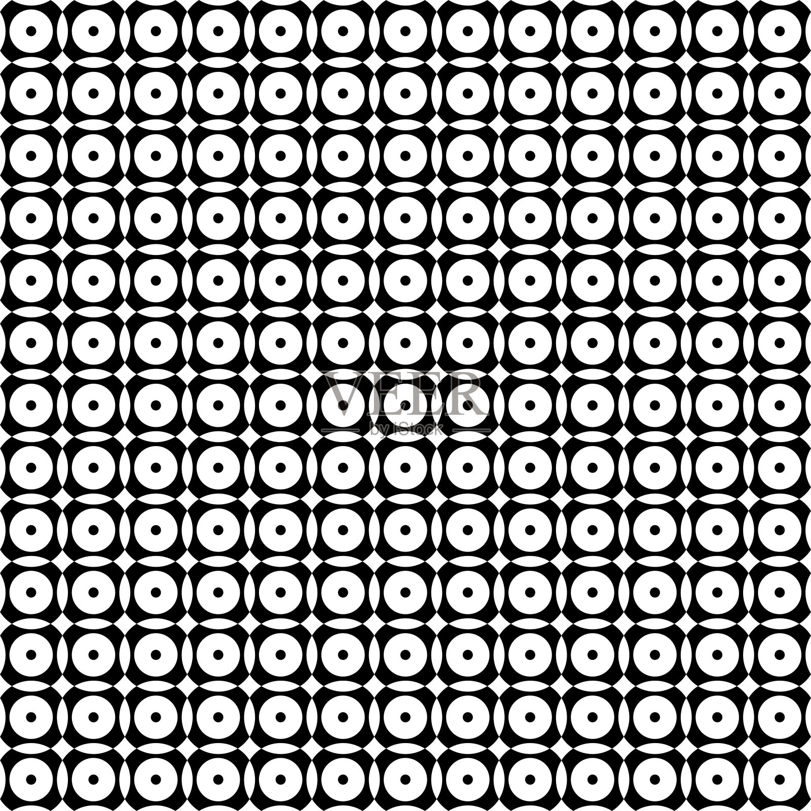 矢量插图。几何无缝模式。实心点和菱形线圆。斑点黑色和白色背景。简单的黑白抽象图案。插画图片素材