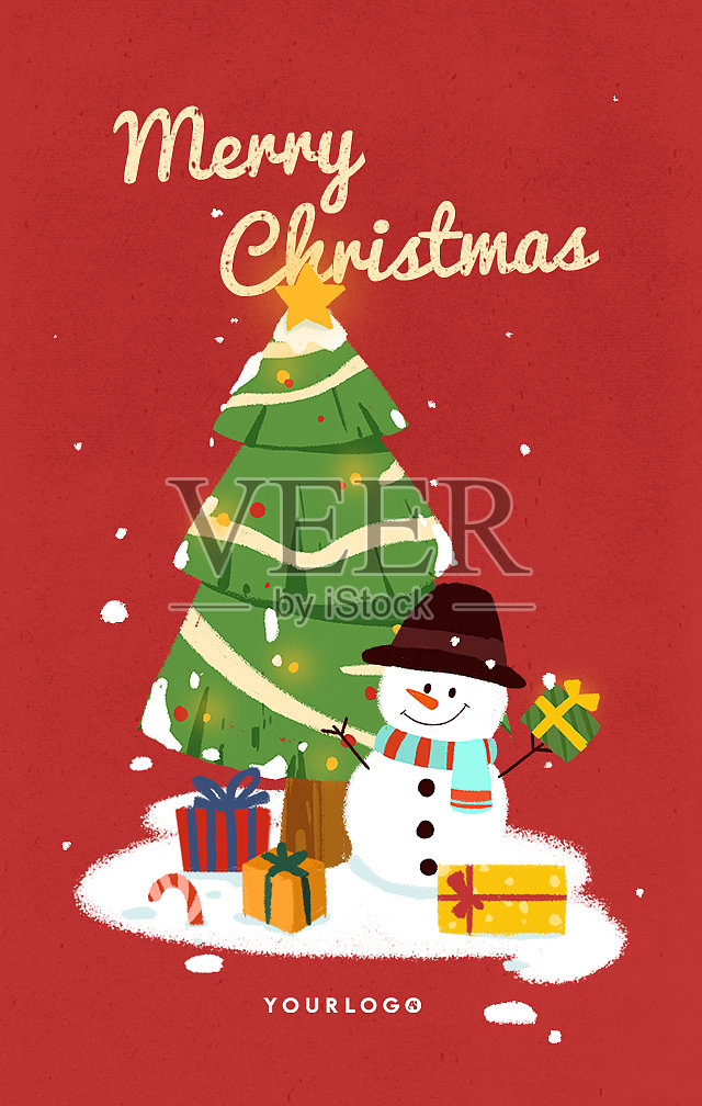 圣诞节节日祝福红色简约手机海报设计模板素材