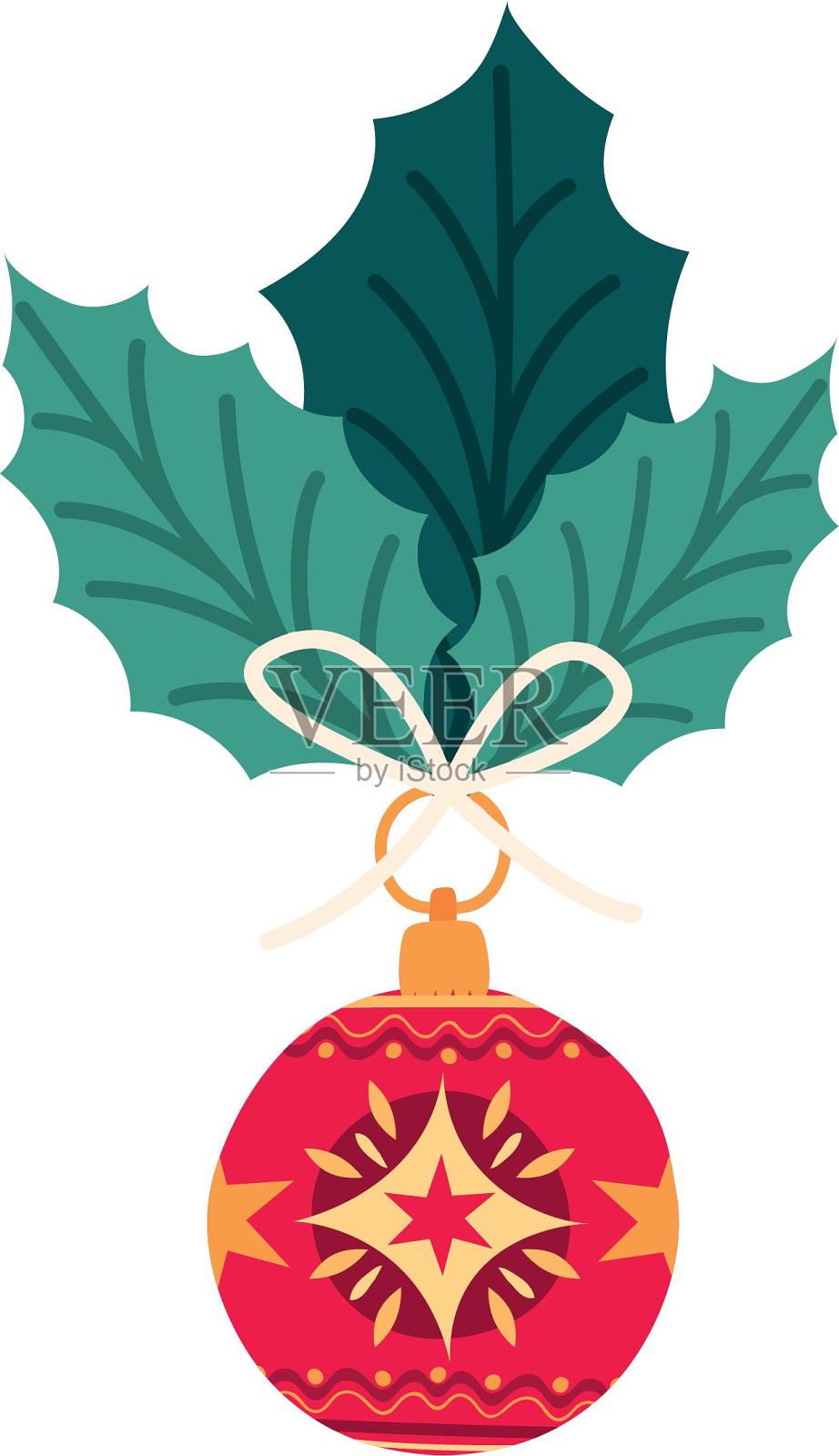 手绘插画圣诞节点缀挂件彩球挂球装饰元素设计元素图片