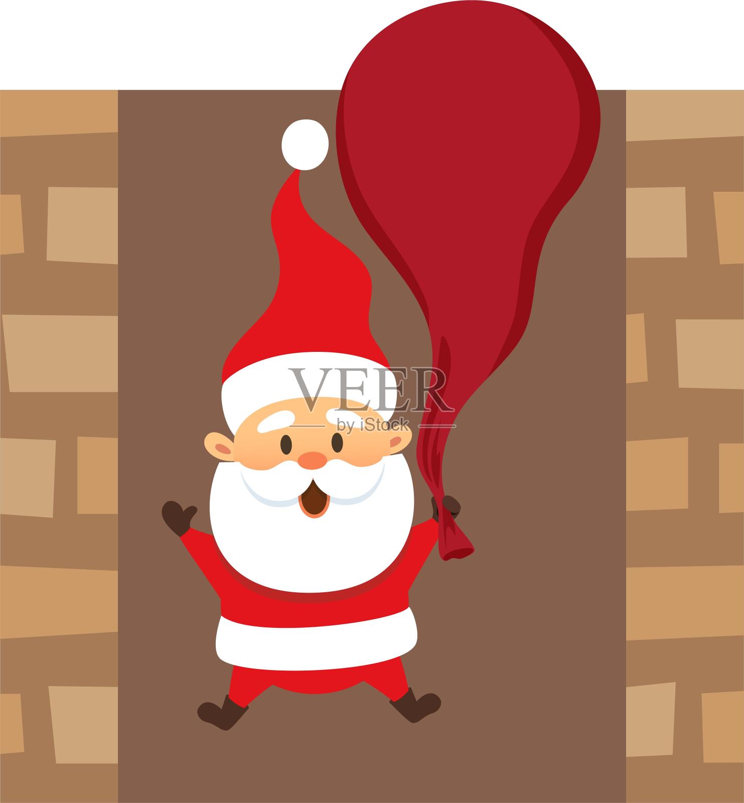 圣诞节开心可爱派礼物圣诞老人彩色卡通扁平元素设计元素图片