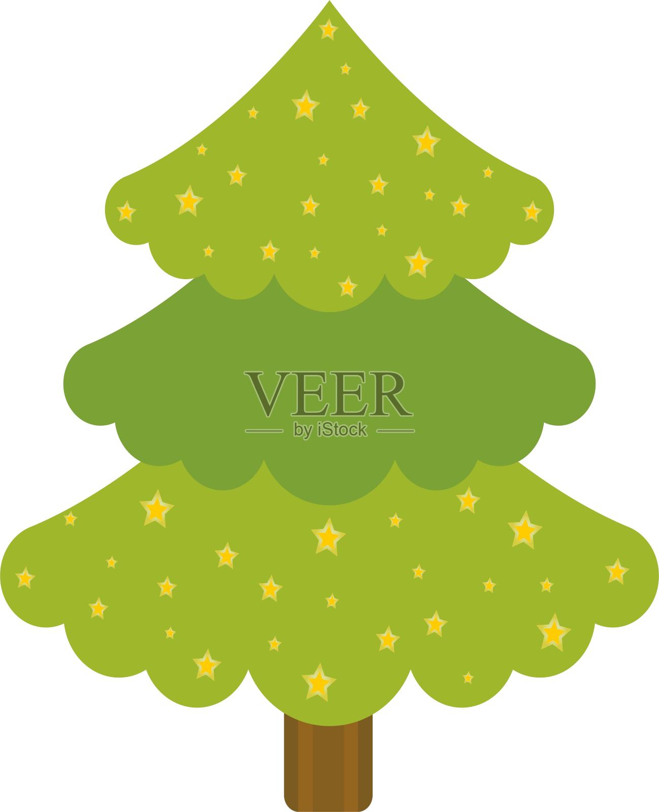 圣诞节圣诞树树木树装饰树创意绿色扁平元素设计元素图片