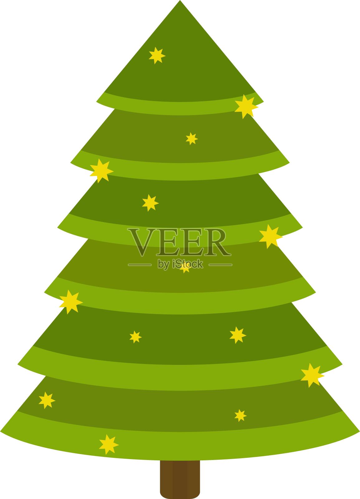 圣诞节圣诞树装饰树树木创意绿色扁平元素设计元素图片