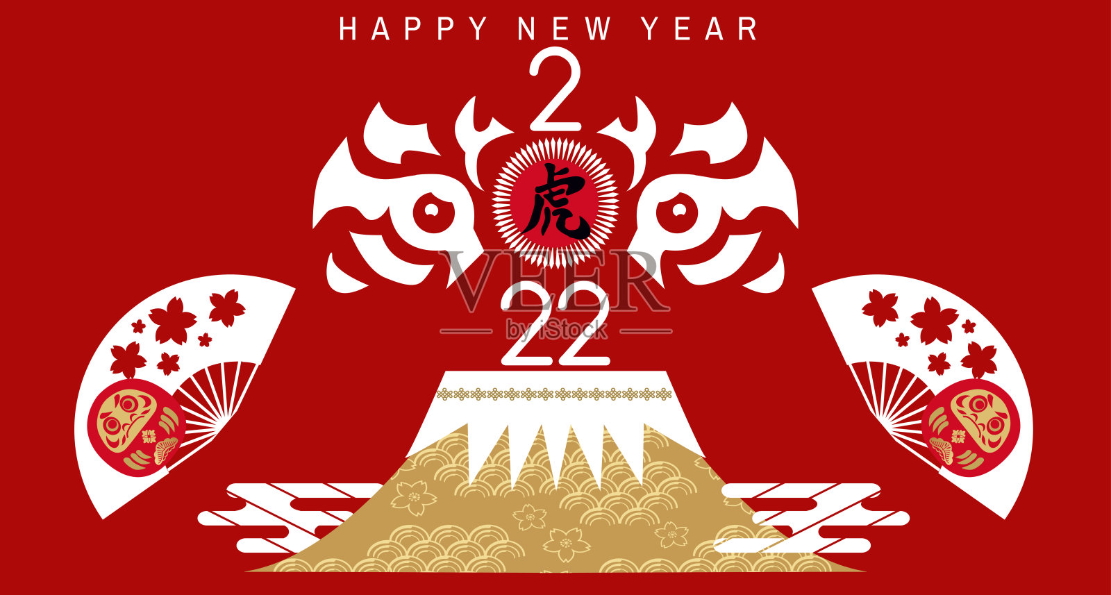 祝中国新的2022年虎年快乐。设计模板素材