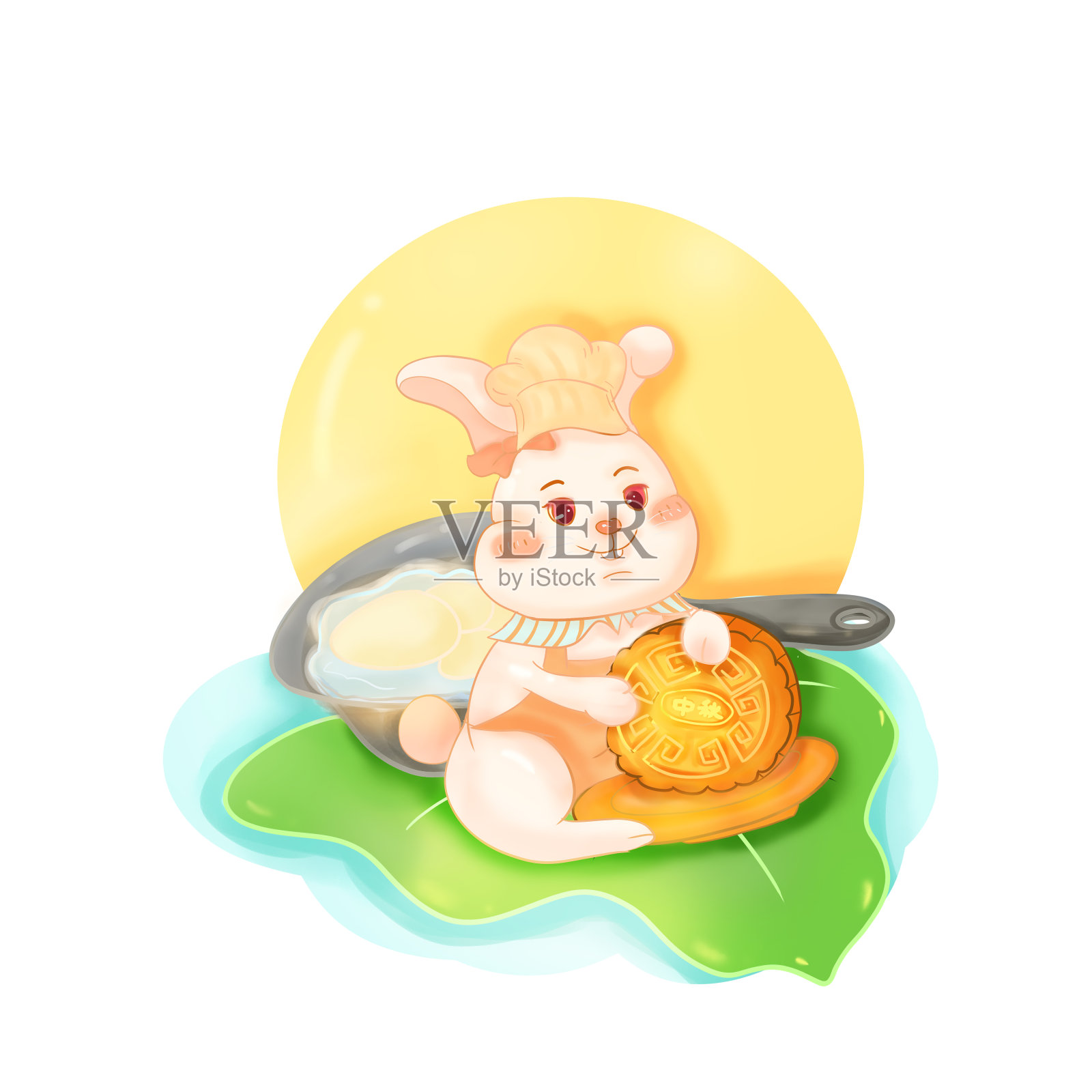 中秋兔子月饼元宵设计元素图片