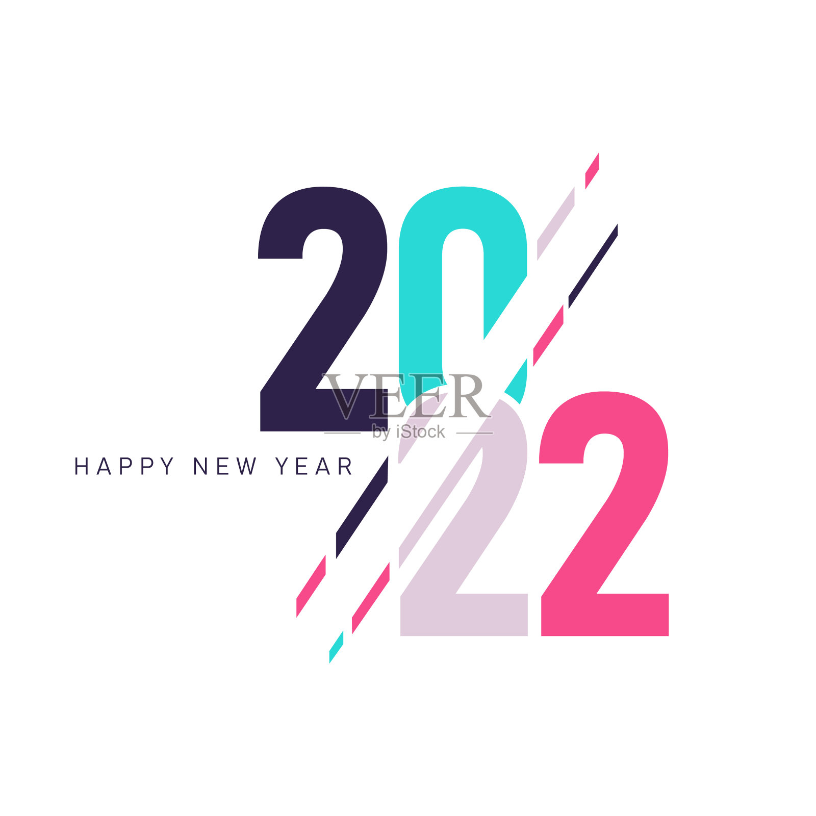 2022年新年快乐，简单数字设计插画图片素材