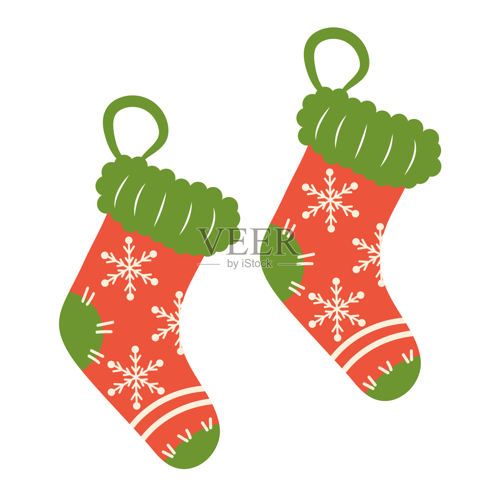 用雪花装饰的圣诞袜子。插画图片素材
