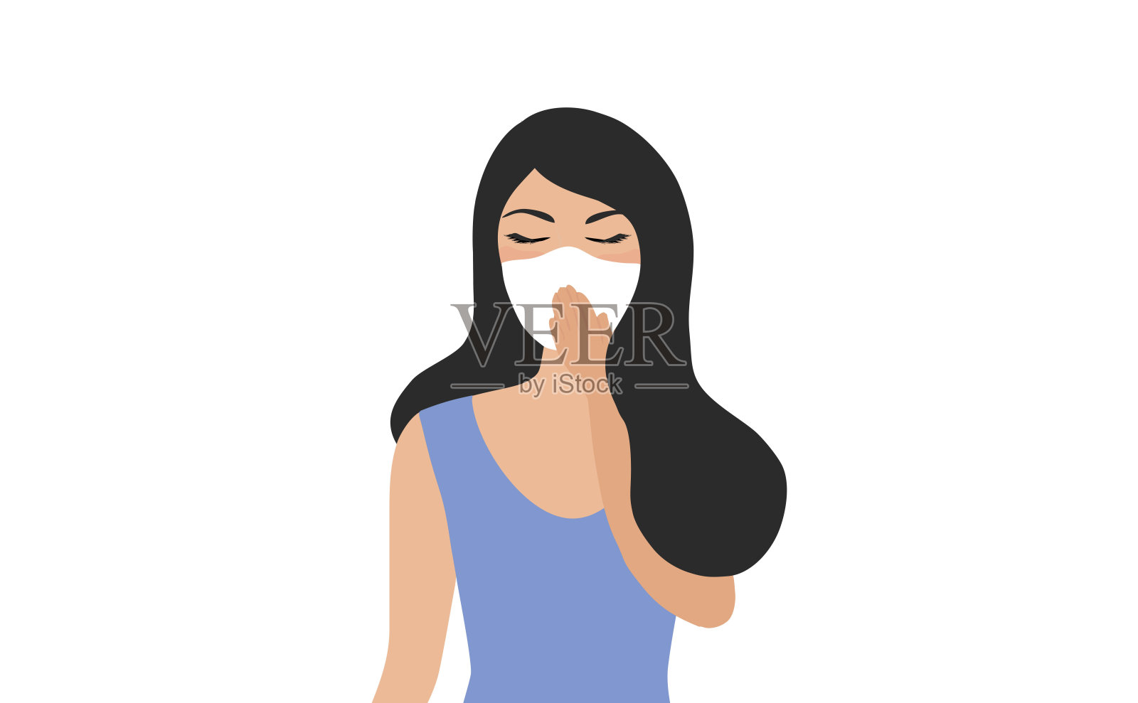Premium Vector | Senior woman coughing