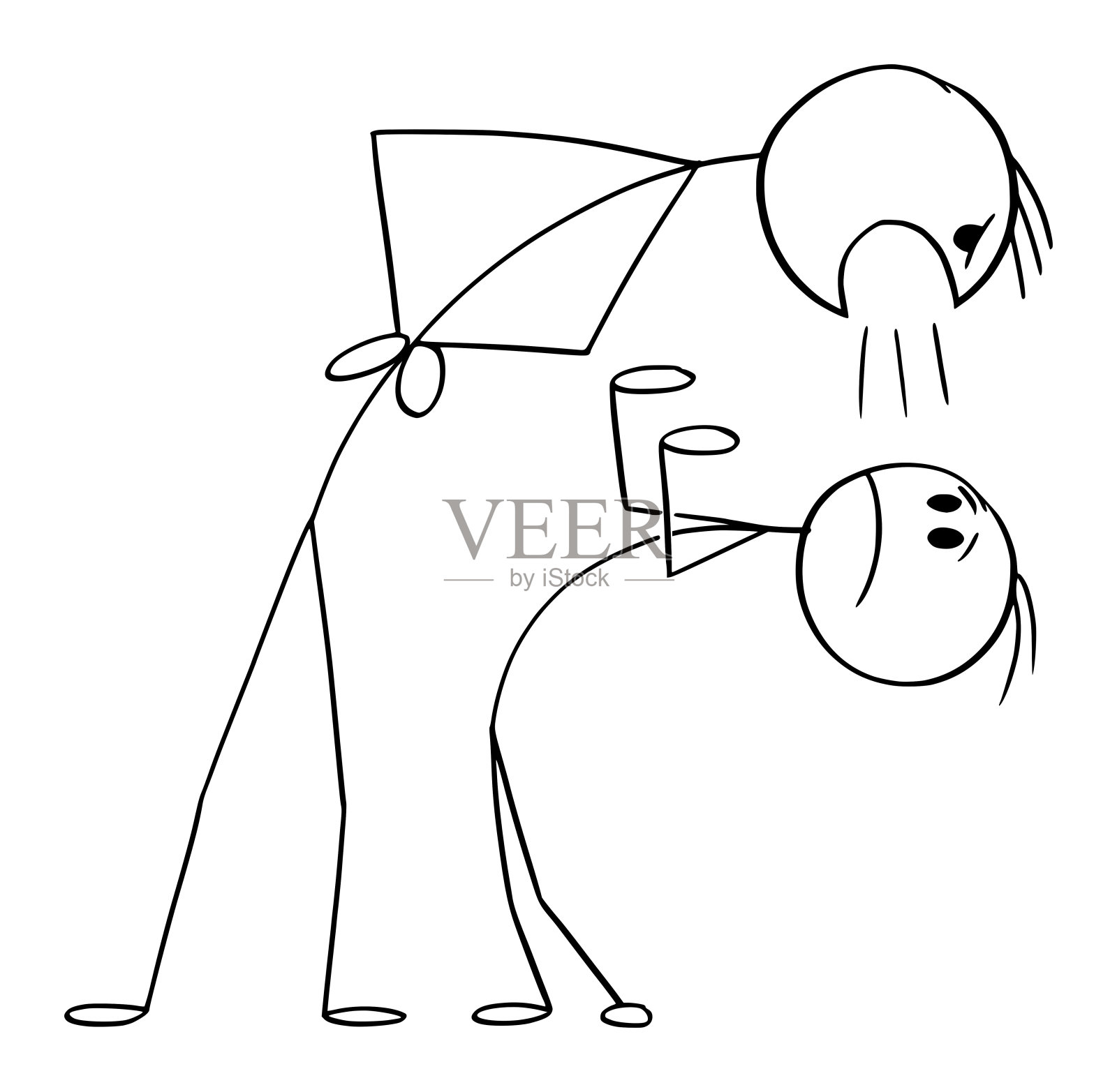 男人和女人打架的卡通插画图片素材_ID:164275822-Veer图库