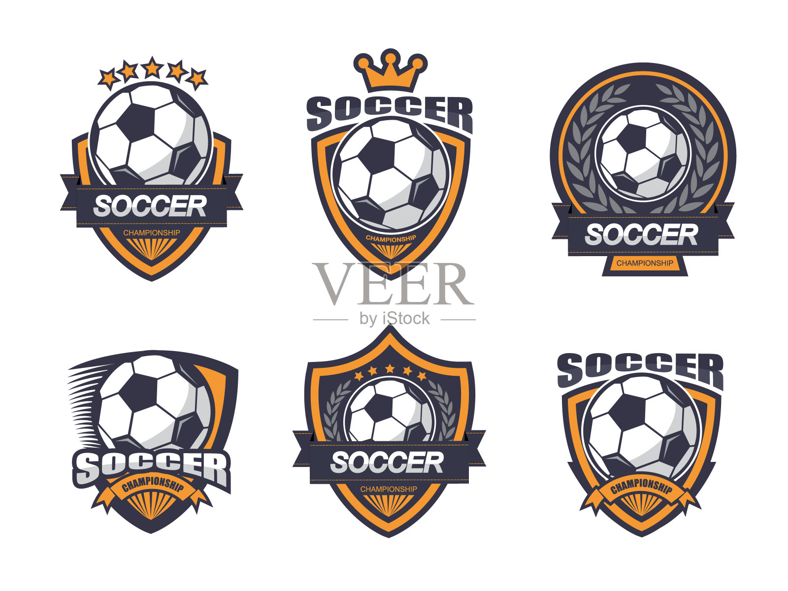 一组足球符号集合插画图片素材