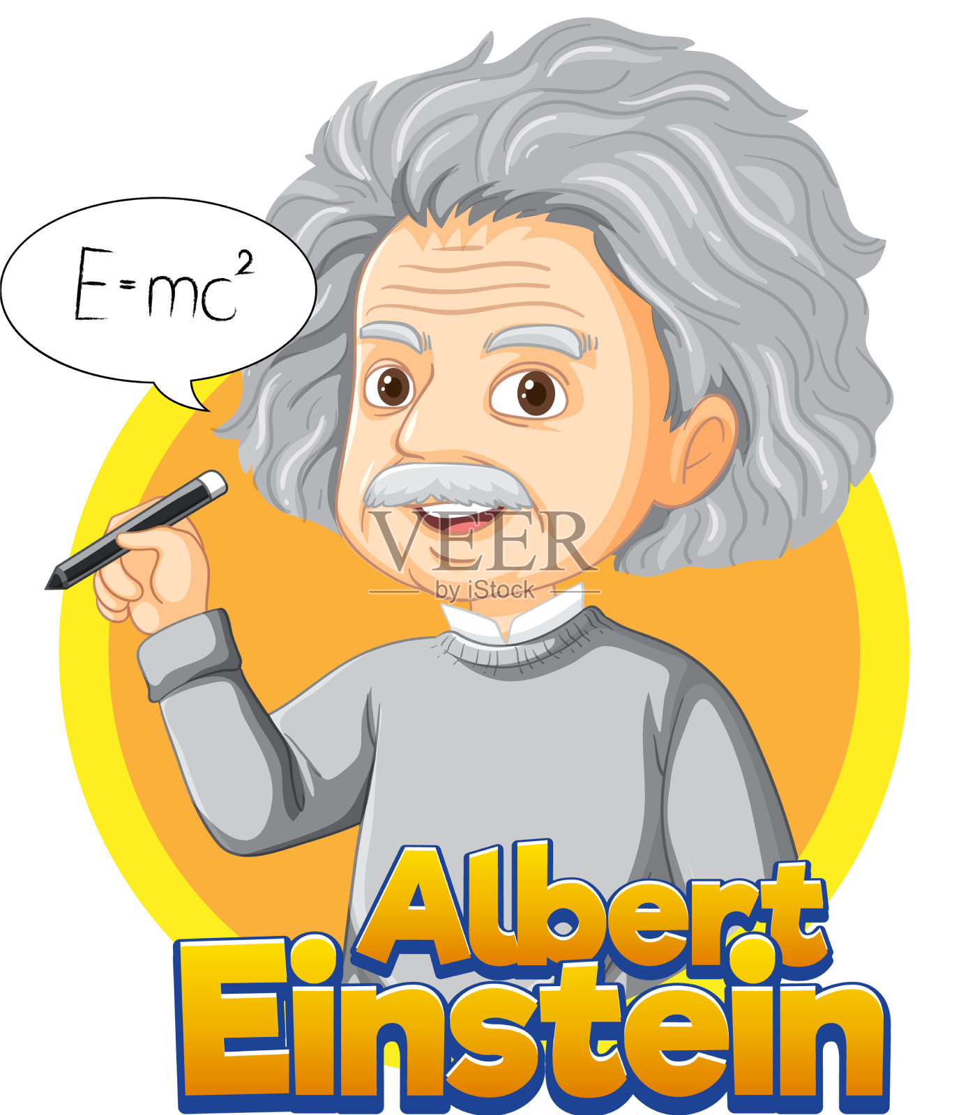 阿尔伯特·爱因斯坦的肖像在卡通风格设计元素图片