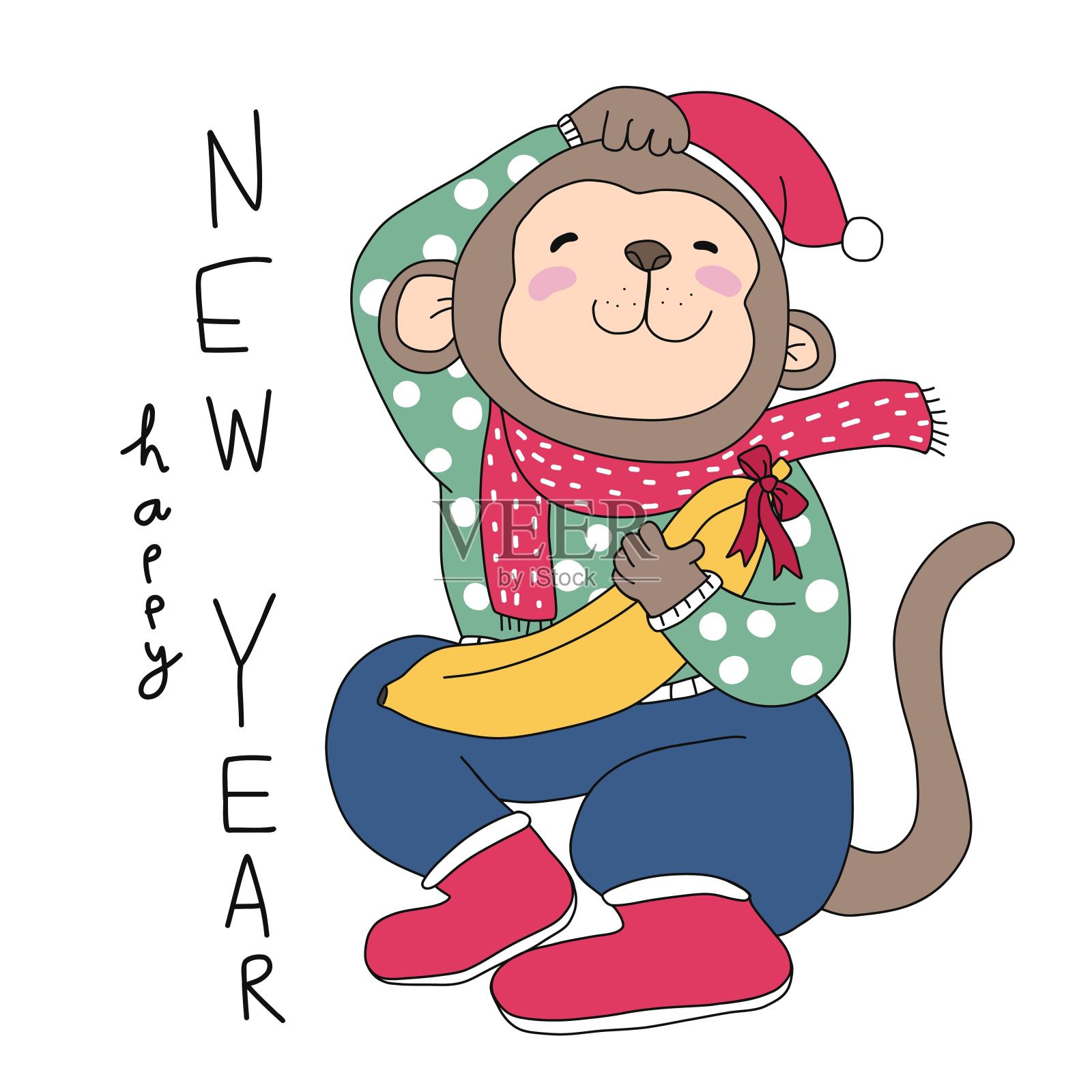 2016年新年快乐可爱的猴子设计图__海报设计_广告设计_设计图库_昵图网nipic.com