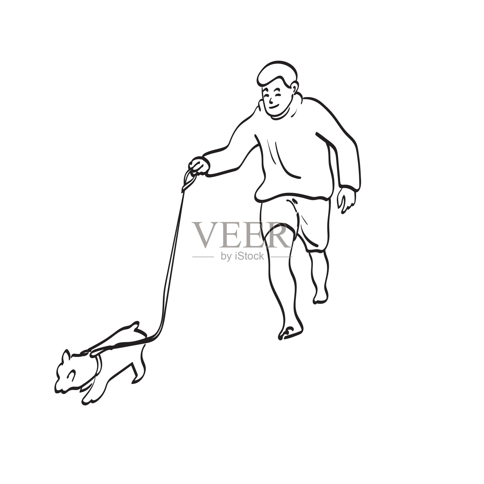 两个卡通男孩和一只狗插画图片素材_ID:425552427-Veer图库