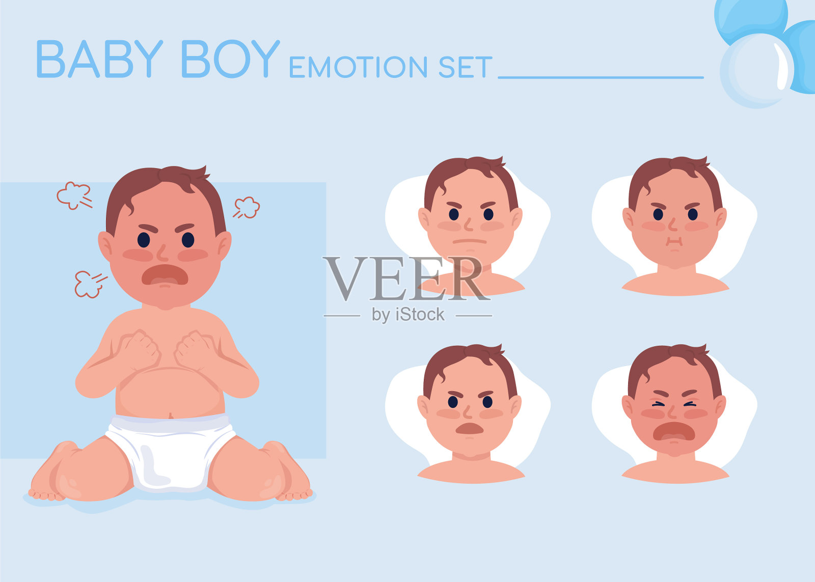大喊怒吼的宝宝半扁色人物插画图片素材