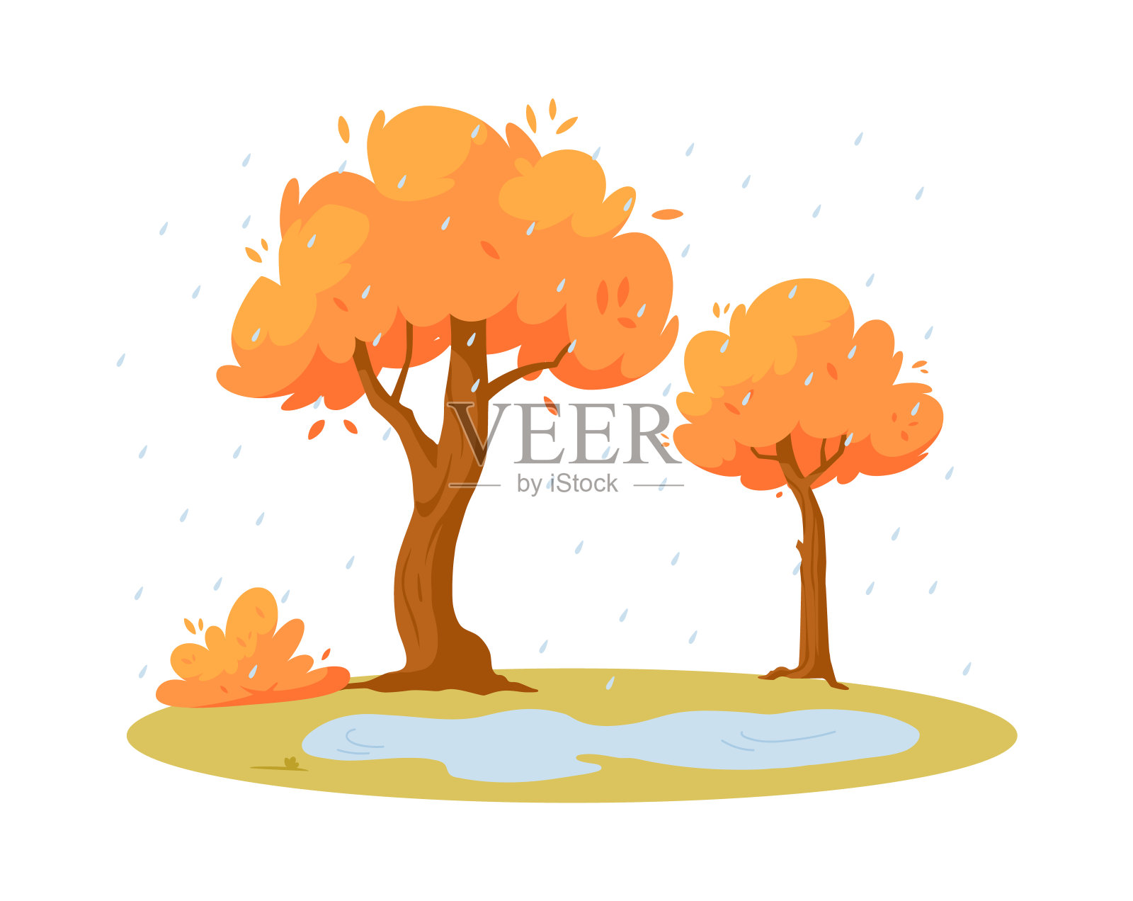 秋日天气与自然的装饰横幅平面矢量插图隔离。插画图片素材