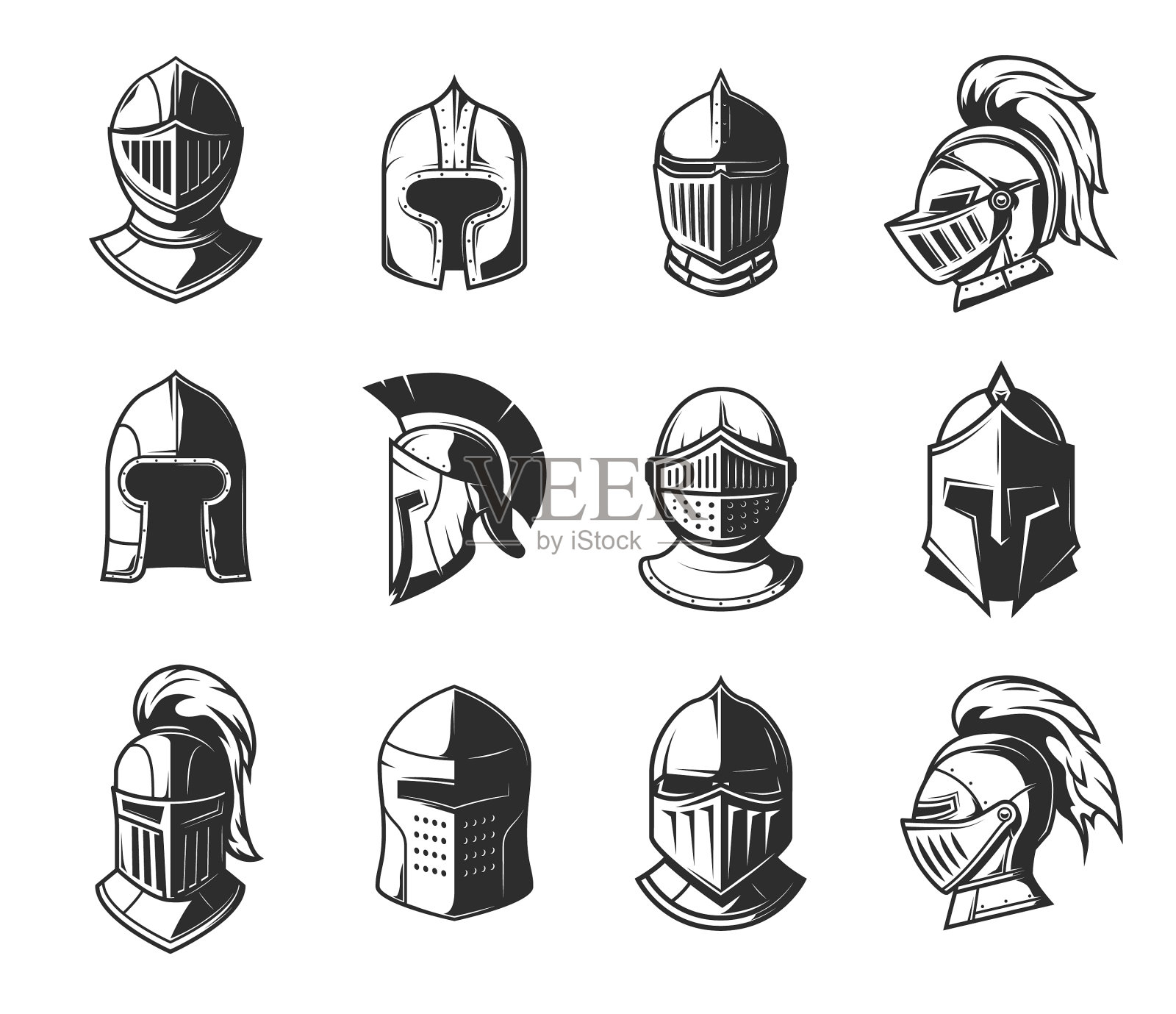 骑士战士头盔纹章角斗士盔甲插画图片素材