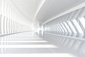抽象建筑空旷的走廊，白色的柱子和阳光图片素材