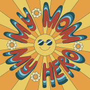 复古风格的排版海报与太阳的妈妈插画图片