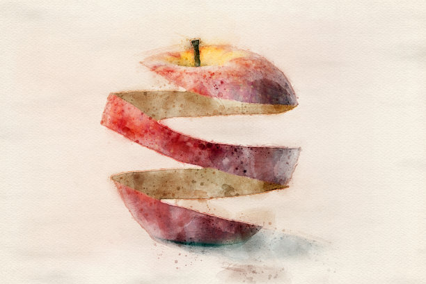 苹果皮素描画法图片