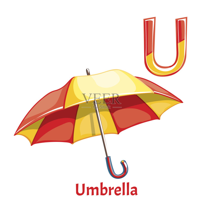 字母,伞,矢量,英文字母u,可爱的
