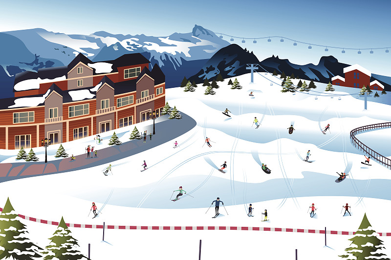 滑雪胜地的场景图片素材
