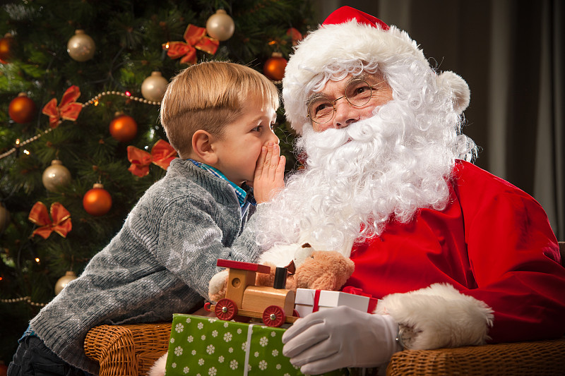 圣诞老人和小男孩图片下载