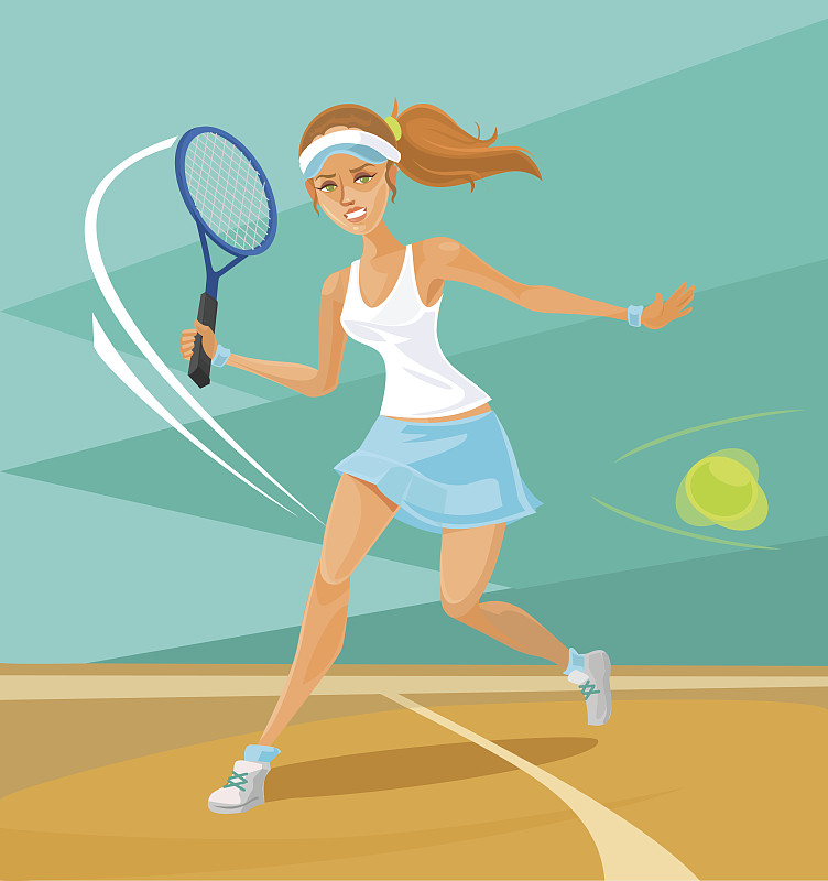 女子网球运动员。矢量平面插图图片下载