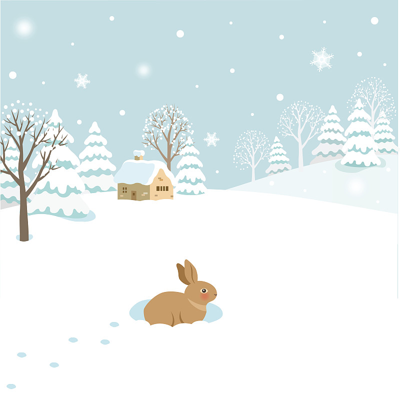 雪景与兔冬图片下载