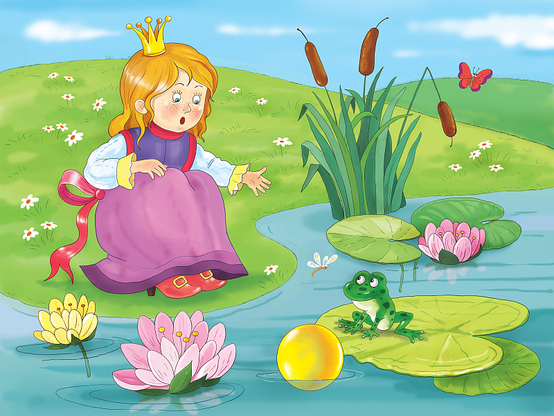 童话故事对儿童插图着色页面可爱和有趣的卡通人物插画下载