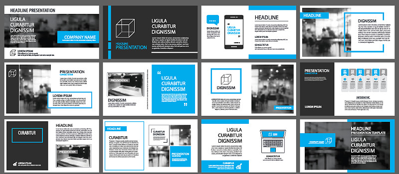 蓝色元素用于幻灯片信息图的背景。表示模板。用于商业年度报告，传单，企业营销，传单，广告，小册子，现代风格。图片下载