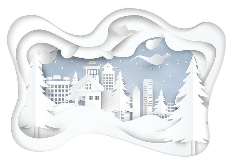 冬雪季节以城市景观为背景图片素材