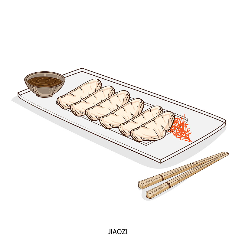 食物物体饺子手绘图片下载