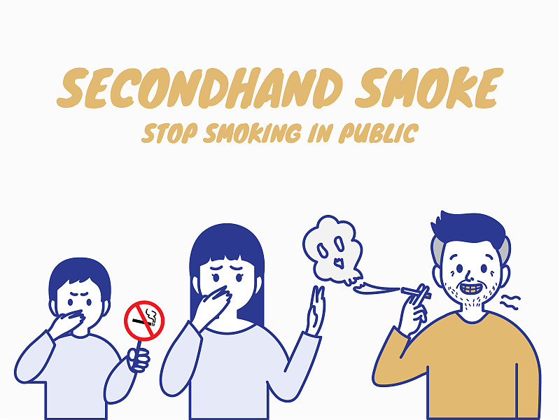 停止在公共场所吸烟，二手烟污染。图片下载